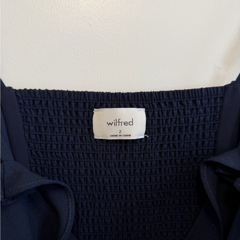 Wilfred Dark Blue Midi Smocked Dress, Size 2 - Picture 4 of 4